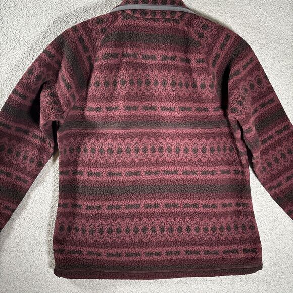 Carhartt Relaxed Fit Fleece Quarter-Snap Pullover Sz M Burgundy & Black Aztec - Picture 11 of 13
